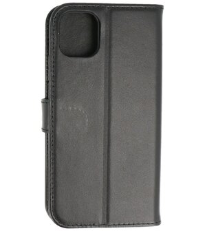 Echt Lederen Hoesje Wallet Case Telefoonhoesje voor iPhone 11 - Zwart