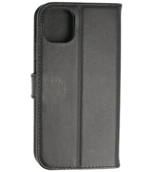 Echt Lederen Hoesje Wallet Case Telefoonhoesje voor iPhone 11 - Zwart