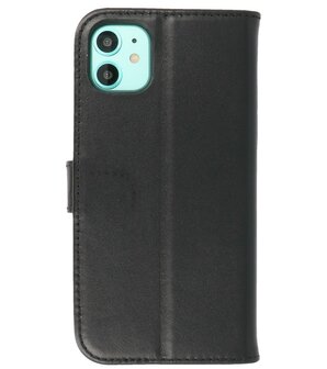 Echt Lederen Hoesje Wallet Case Telefoonhoesje voor iPhone 11 - Zwart