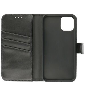 Echt Lederen Hoesje Wallet Case Telefoonhoesje voor iPhone 11 Pro Max - Zwart
