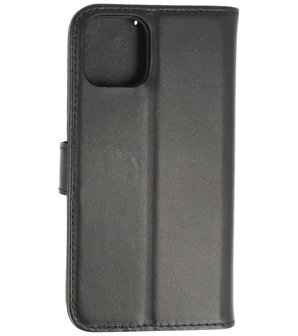 Echt Lederen Hoesje Wallet Case Telefoonhoesje voor iPhone 11 Pro Max - Zwart