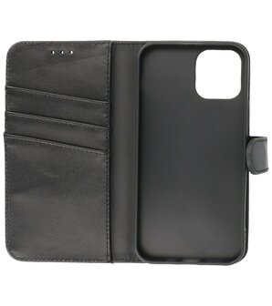 Echt Lederen Hoesje Wallet Case Telefoonhoesje voor iPhone 12 Pro Max - Zwart