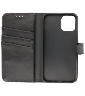 Echt Lederen Hoesje Wallet Case Telefoonhoesje voor iPhone 12 &amp; iPhone 12 Pro - Zwart