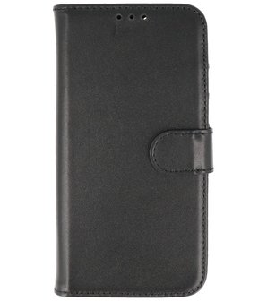 Echt Lederen Hoesje Wallet Case Telefoonhoesje voor iPhone 13 Mini - Zwart