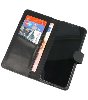 Echt Lederen Hoesje Wallet Case Telefoonhoesje voor Samsung Galaxy S20 - Zwart