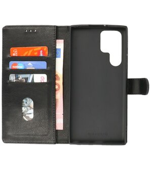 Booktype Hoesje Wallet Case Telefoonhoesje voor Samsung Galaxy S22 Ultra - Zwart