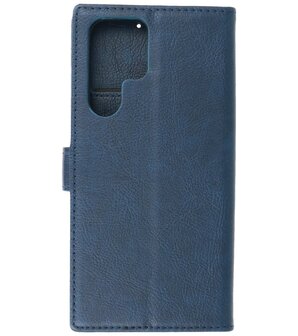 Booktype Hoesje Wallet Case Telefoonhoesje voor Samsung Galaxy S22 Ultra - Navy