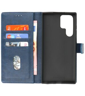 Booktype Hoesje Wallet Case Telefoonhoesje voor Samsung Galaxy S22 Ultra - Navy