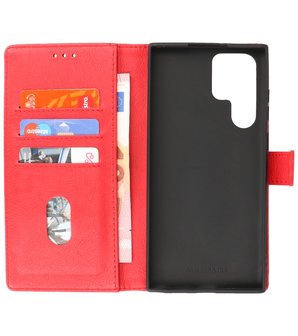 Booktype Hoesje Wallet Case Telefoonhoesje voor Samsung Galaxy S22 Ultra - Rood