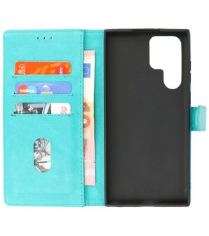 Booktype Hoesje Wallet Case Telefoonhoesje voor Samsung Galaxy S22 Ultra - Groen