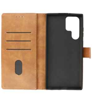 Booktype Hoesje Wallet Case Telefoonhoesje voor Samsung Galaxy S22 Ultra - Bruin