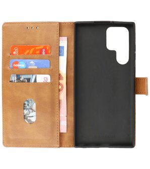 Booktype Hoesje Wallet Case Telefoonhoesje voor Samsung Galaxy S22 Ultra - Bruin