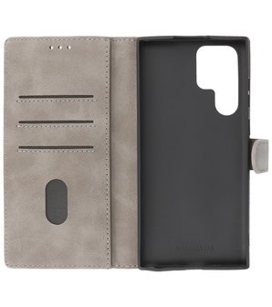 Booktype Hoesje Wallet Case Telefoonhoesje voor Samsung Galaxy S22 Ultra - Grijs