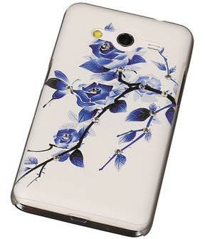 3D Hardcase met Diamant Galaxy Core 2 G355H Blauw Roos