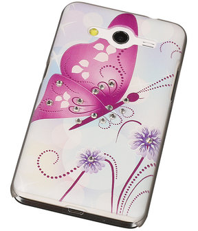 3D Hardcase met Diamant Galaxy Core 2 G355H Vlinder Paars