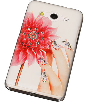 3D Hardcase met Diamant Galaxy Core 2 G355H Hand Bloem