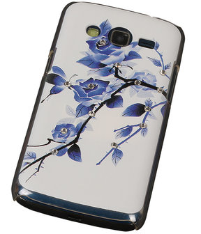 3D Hardcase met Diamant Galaxy Core G386F Blauw Roos