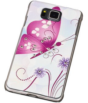 3D Hardcase met Diamant Galaxy Alpha G850F Vlinder Paars