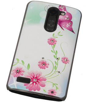 3D Hardcase met Diamant L Bello D335 Vlinder Roze