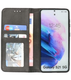Magnetisch Folio Telefoonhoesje voor Samsung Galaxy S21 Zwart
