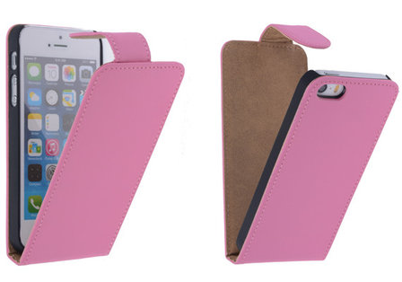 Roze Effen Classic Flipcase Hoesje iPhone 5/5S 