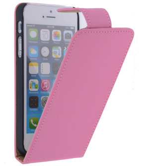 Roze Effen Classic Flipcase Hoesje iPhone 5/5S 