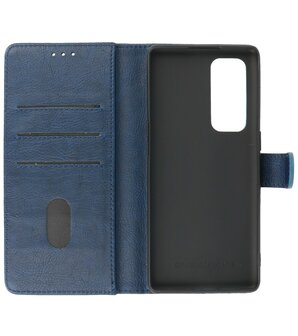 Booktype Hoesje Wallet Case Telefoonhoesje voor Oppo Find X3 Neo &amp; Oppo Reno 5 Pro Plus 5G - Navy