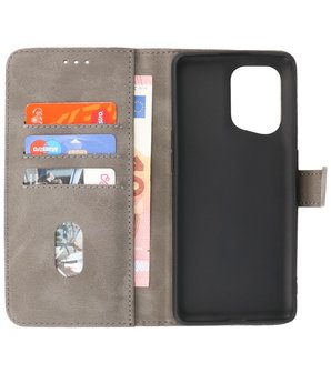 Booktype Hoesje Wallet Case Telefoonhoesje voor Oppo Find X5 - Grijs