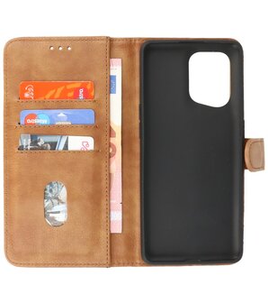 Booktype Hoesje Wallet Case Telefoonhoesje voor Oppo Find X5 - Bruin