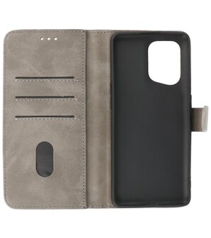 Booktype Hoesje Wallet Case Telefoonhoesje voor Oppo Find X5 Pro - Grijs