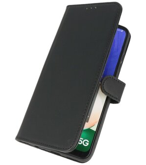 Echt Lederen Hoesje Wallet Case Telefoonhoesje voor Samsung Galaxy A13 4G - Zwart