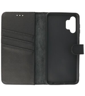 Echt Lederen Hoesje Wallet Case Telefoonhoesje voor Samsung Galaxy A13 4G - Zwart