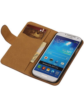 Bruin Hout Design Book Cover Hoesje Galaxy S4 I9500