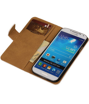 Wit Croco Design Book Cover Hoesje Galaxy S4 I9500