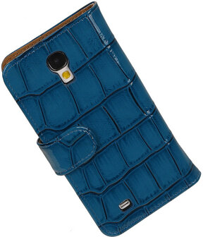 Blauw Croco Design Book Cover Hoesje Galaxy S4 I9500