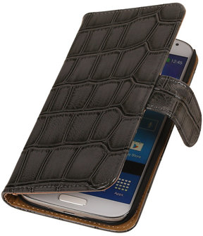 Grijs Croco Design Book Cover Hoesje Galaxy S4 I9500