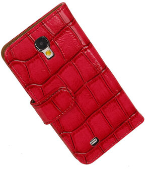 Roze Croco Design Book Cover Hoesje Galaxy S4 I9500