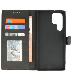 Samsung Galaxy S22 Ultra Hoesje Portemonnee Book Case - Zwart