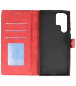 Samsung Galaxy S22 Ultra Hoesje Portemonnee Book Case - Rood