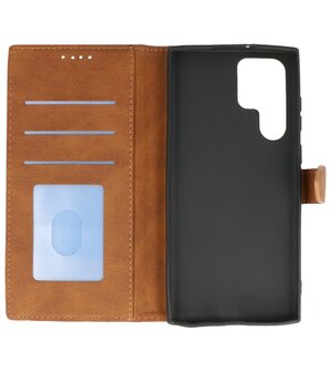 Samsung Galaxy S22 Ultra Hoesje Portemonnee Book Case - Bruin