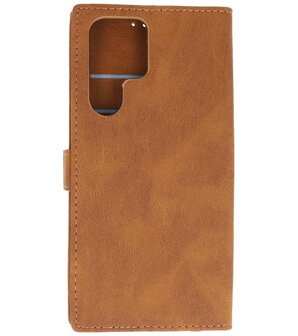 Samsung Galaxy S22 Ultra Hoesje Portemonnee Book Case - Bruin