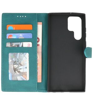 Samsung Galaxy S22 Ultra Hoesje Portemonnee Book Case - Donker Groen