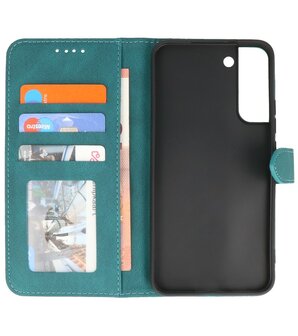 Samsung Galaxy S22 Plus Hoesje Portemonnee Book Case - Donker Groen