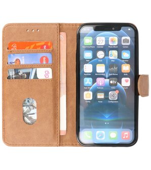 iPhone 14 Pro Hoesje Book Case Telefoonhoesje Bruin