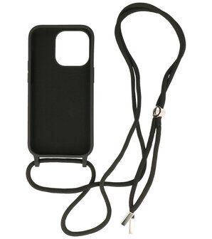 iPhone 14 Pro Hoesje Backcover Telefoonhoesje met Koord - 2.5mm Dikke - Zwart