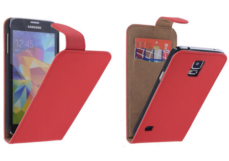 Rood Effen Classic Flipcase Hoesje Samsung Galaxy S5