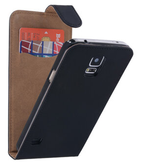 Zwart Effen Classic Flipcase Hoesje Samsung Galaxy S5