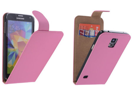 Roze Effen Classic Flipcase Hoesje Samsung Galaxy S5
