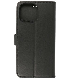 Echt Lederen Hoesje Wallet Case Telefoonhoesje voor iPhone 14 Pro Max - Zwart