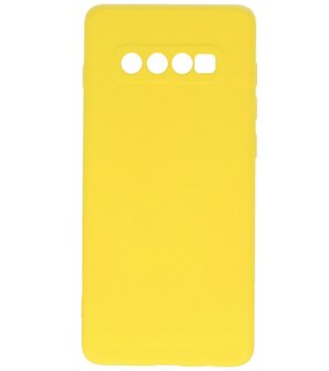 2.0mm Dikke Fashion Telefoonhoesje - Siliconen Hoesje voor Samsung Galaxy S10 Plus - Geel